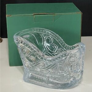 Avon 24% Lead Crystal Christmas Sleigh Candy Dish | Vintage Holiday Décor w/ Box